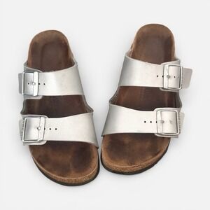 Birkenstock Arizona Silver Metallic Sandals Slides Women's Size 9.5 US 40 EU